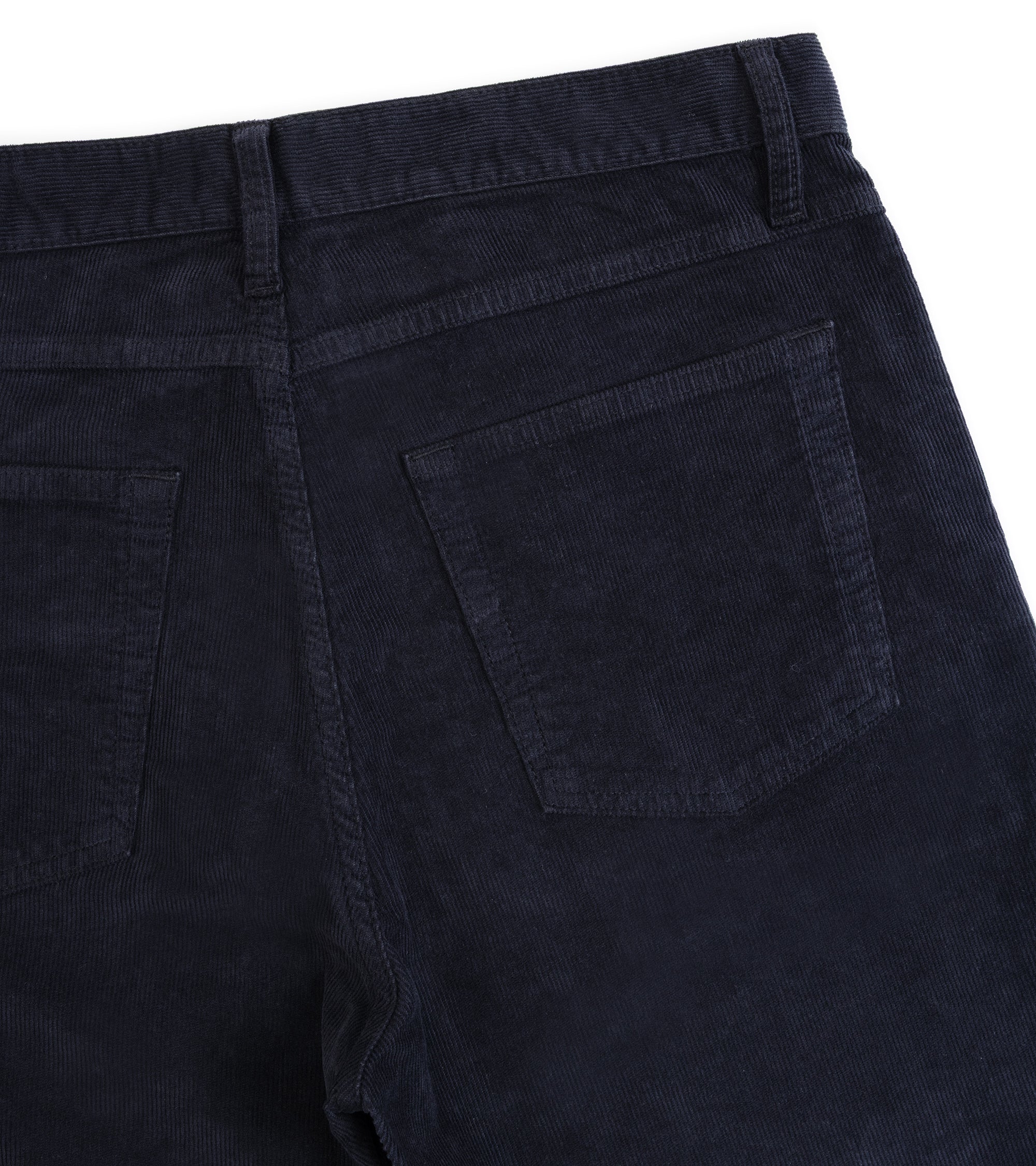 Trunk Dean corduroy 5-pocket trousers in navy, fabric detail of the corduroy.
