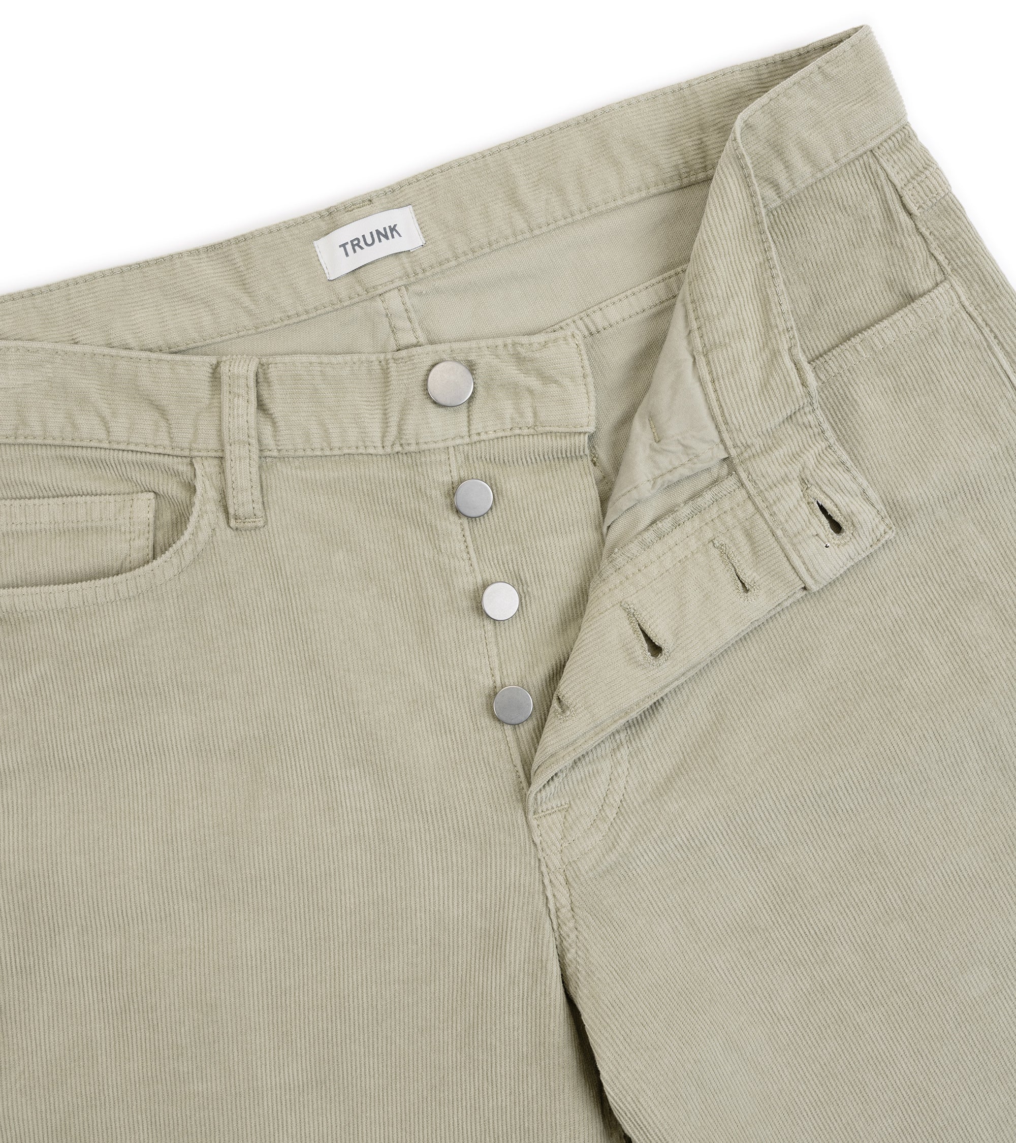 Trunk Dean corduroy 5-pocket trousers in oyster grey, back view.