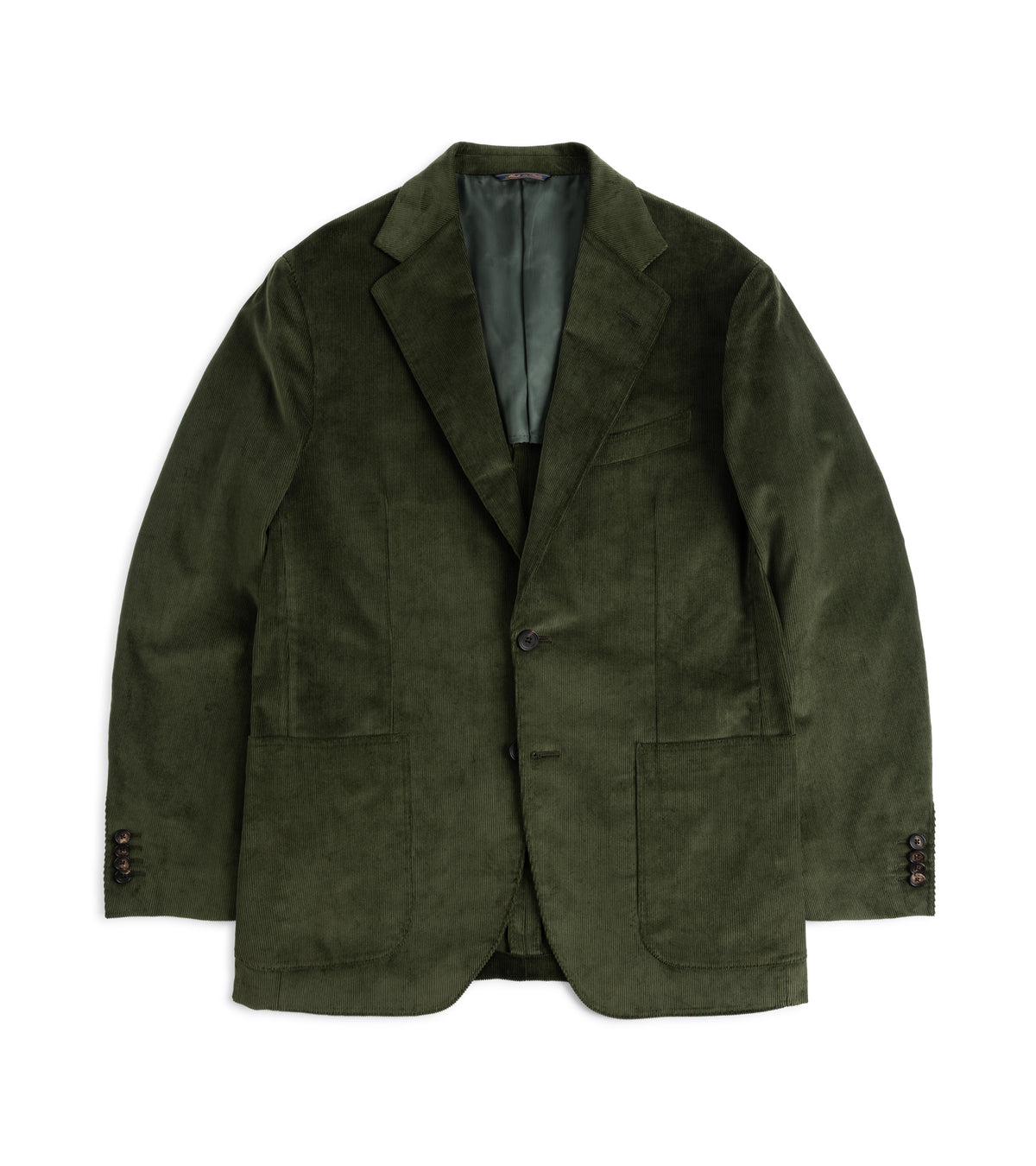 Trunk Hutton Cotton Corduroy Tailored Jacket in Olive, front view.