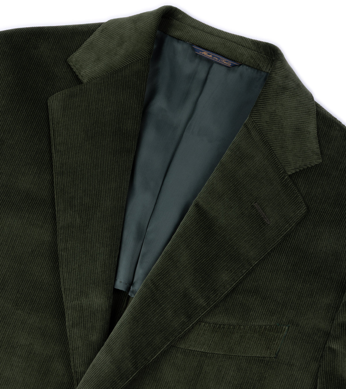 Trunk Hutton Cotton Corduroy Tailored Jacket. Close-up detail of the collar and corduroy fabric.