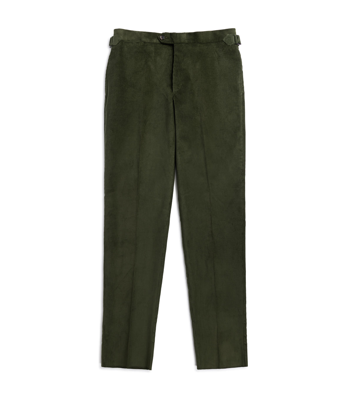 Trunk Hutton Cotton Corduroy Tailored Trousers in Olive, front view.