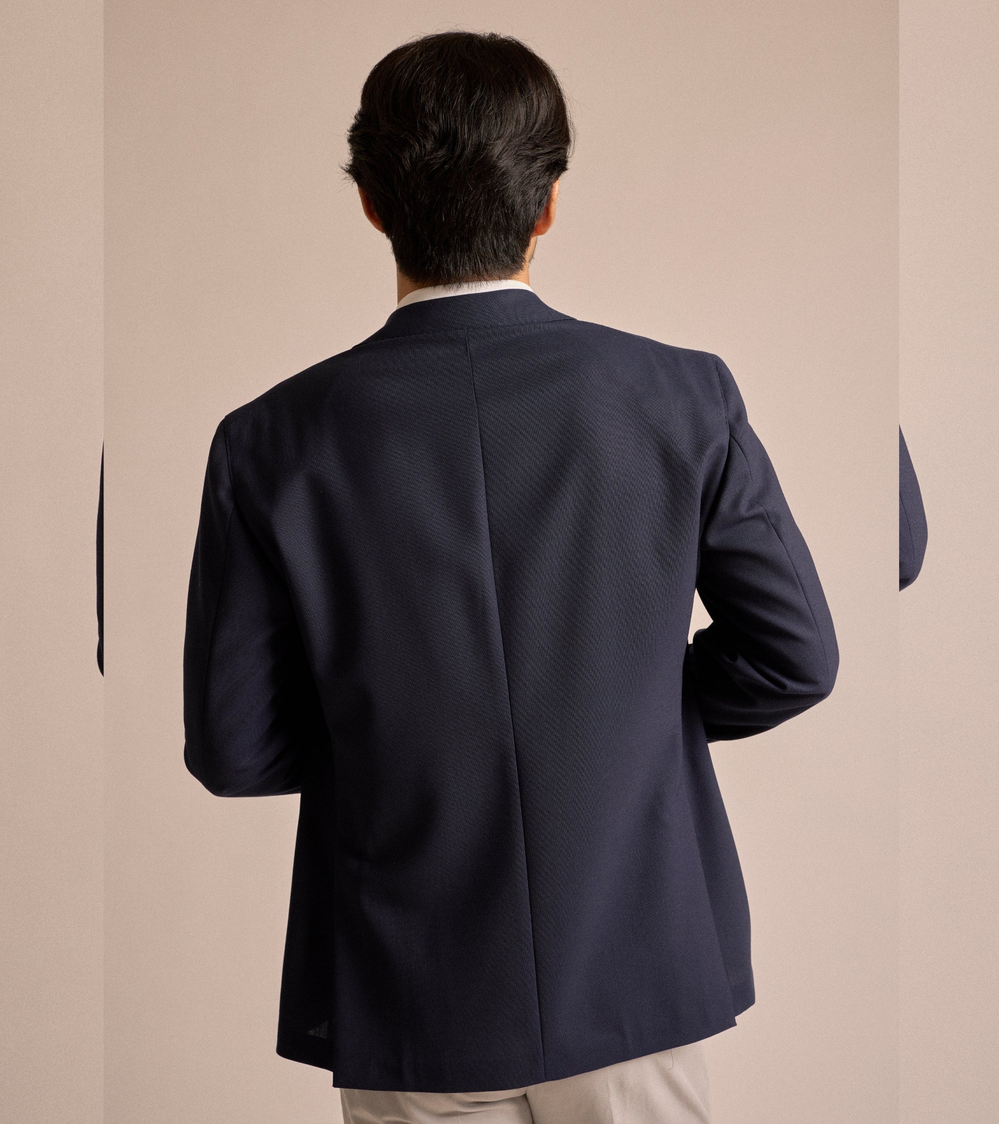 Trunk Webb Tropical Wool Double Breasted Jacket: Navy