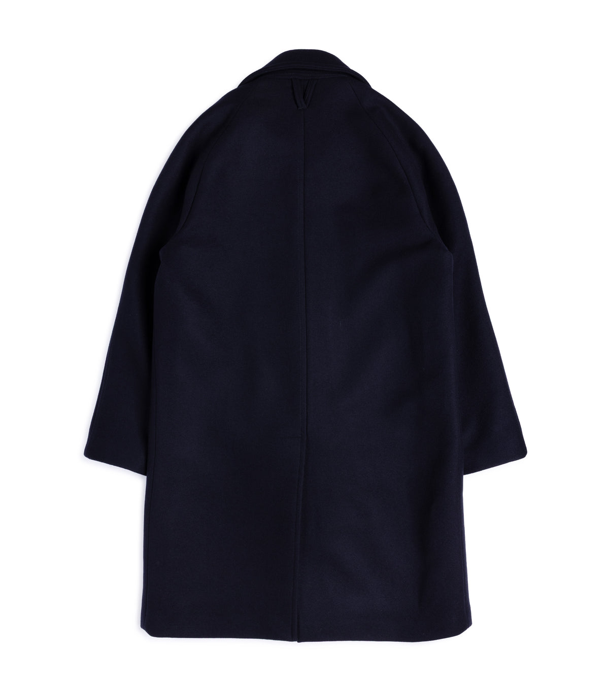 Valstar Vittorio Wool Felt Raglan Overcoat in Navy, back view.