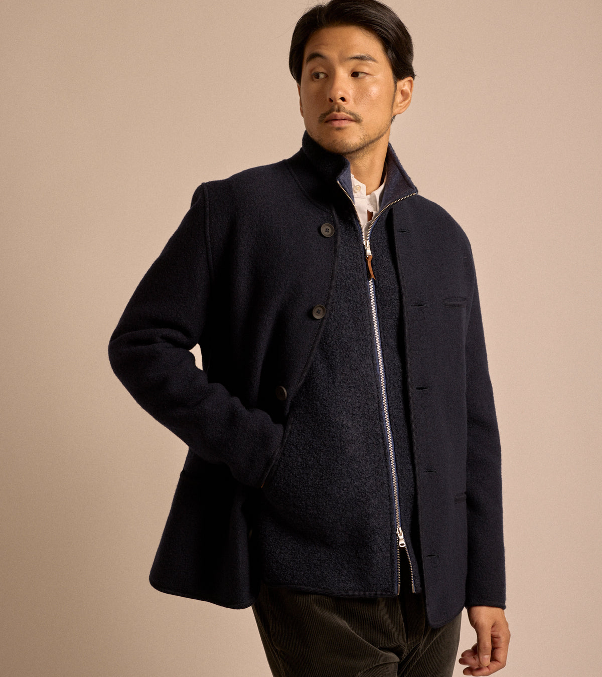 Alpe Piano Francesco Felted Wool Jacket in navy, product photo.