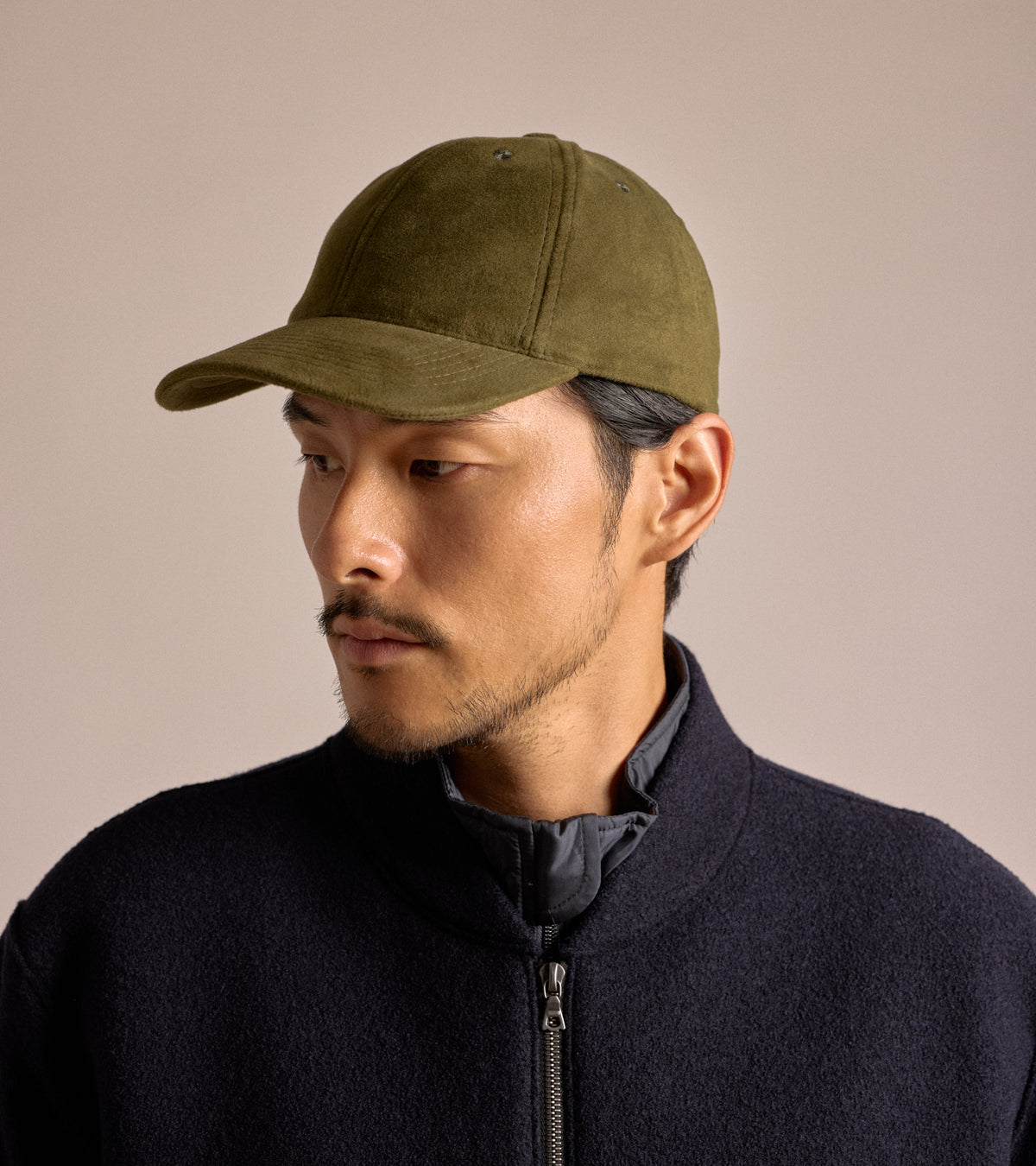 Mühlbauer Base Cotton Moleskin Cap in green, product photo.