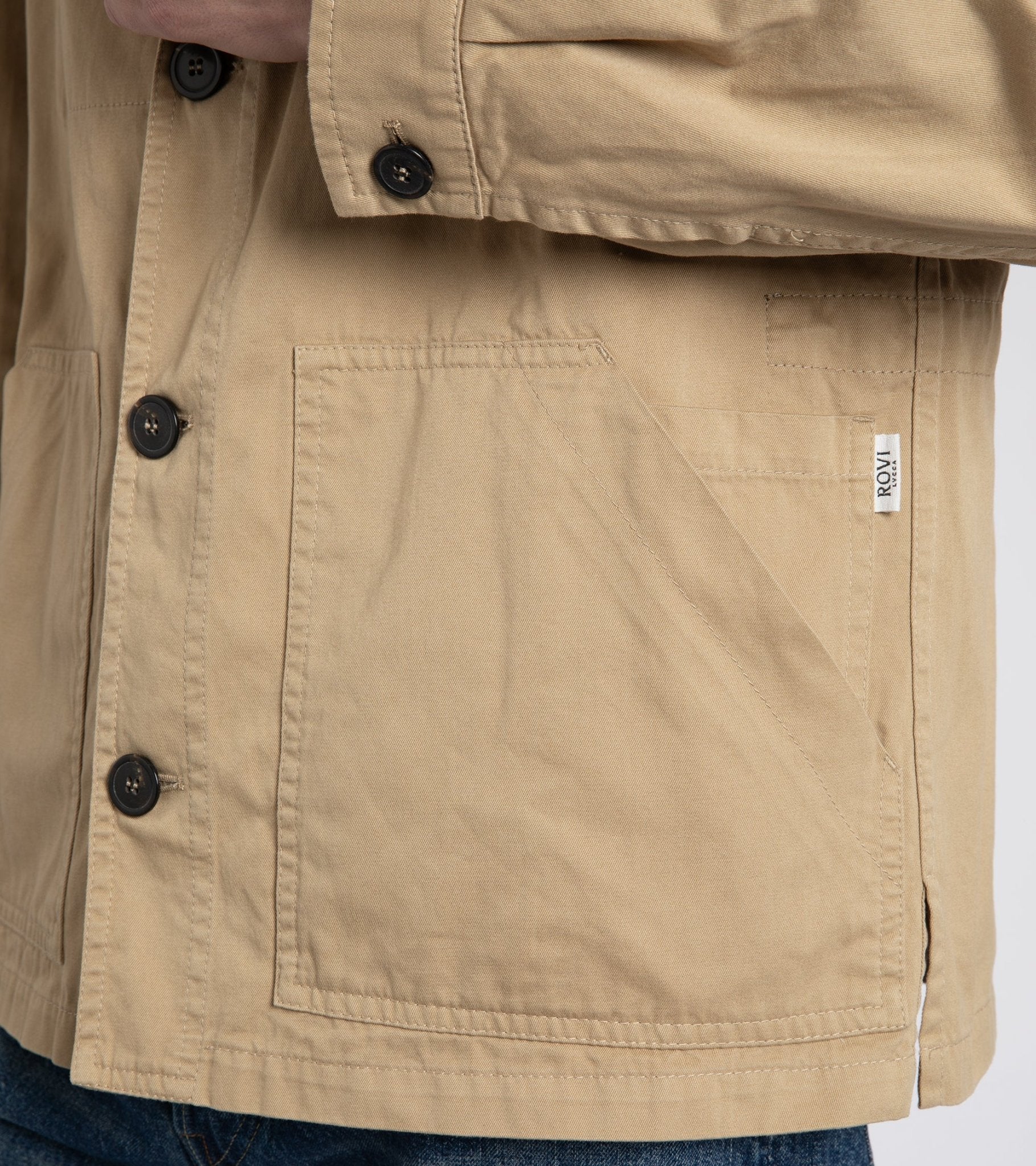 Rovi Lucca Collarless Cotton Drill Garden Jacket: Beige - Trunk Clothiers