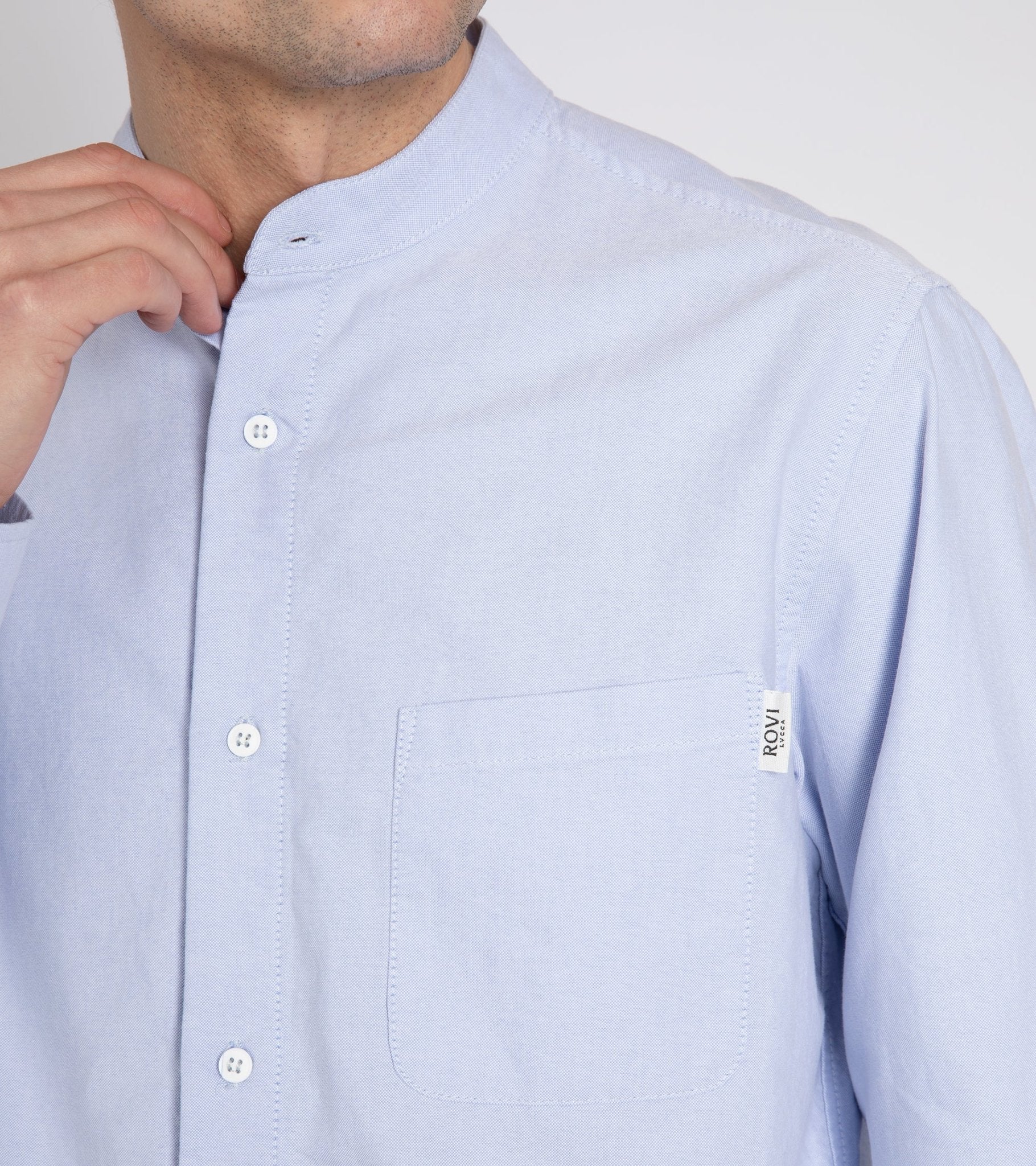 Rovi Lucca Cotton Oxford Garden Shirt: Sky Blue - Trunk Clothiers
