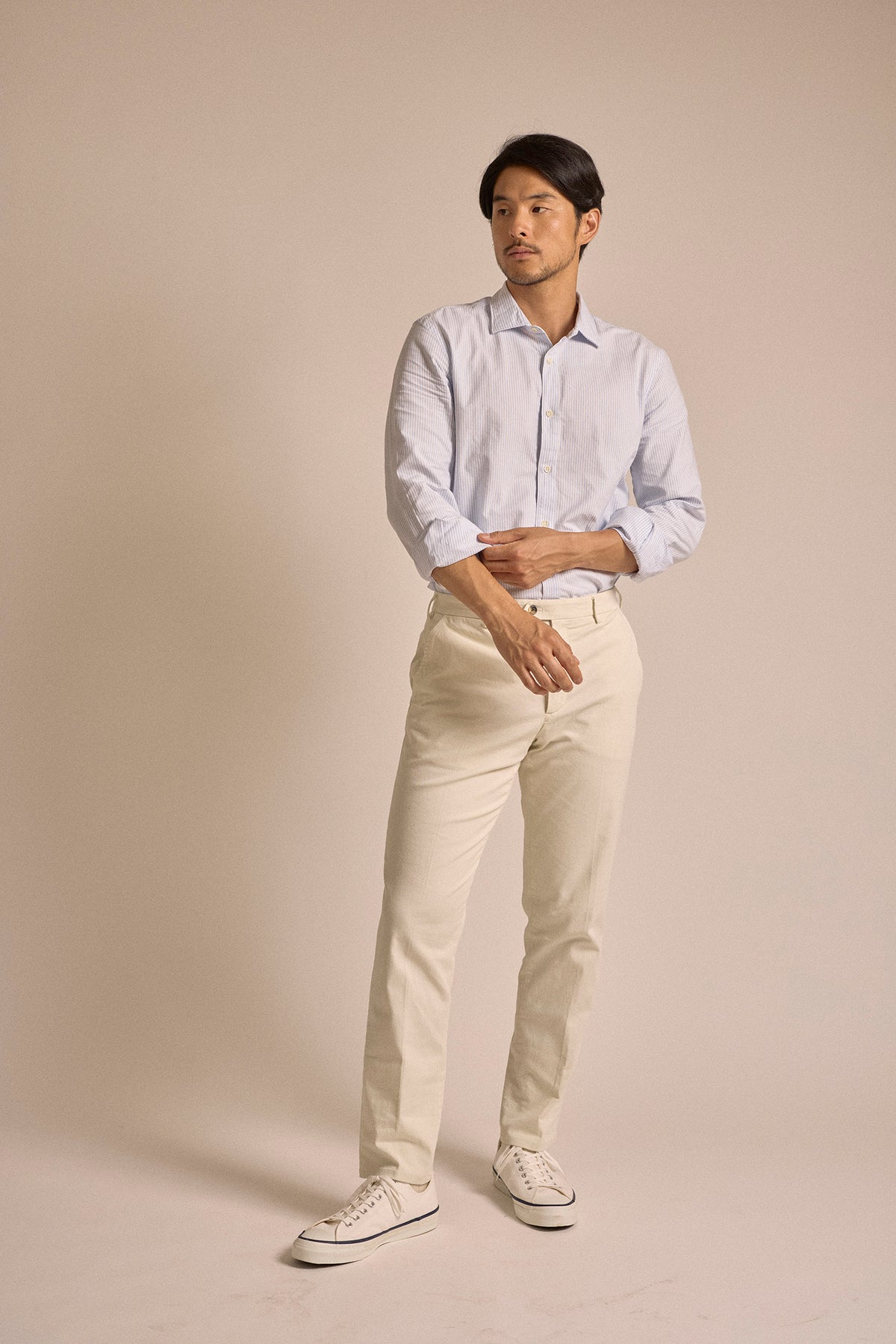 Trunk Austin Cotton Stripe Oxford Shirt: Light Blue