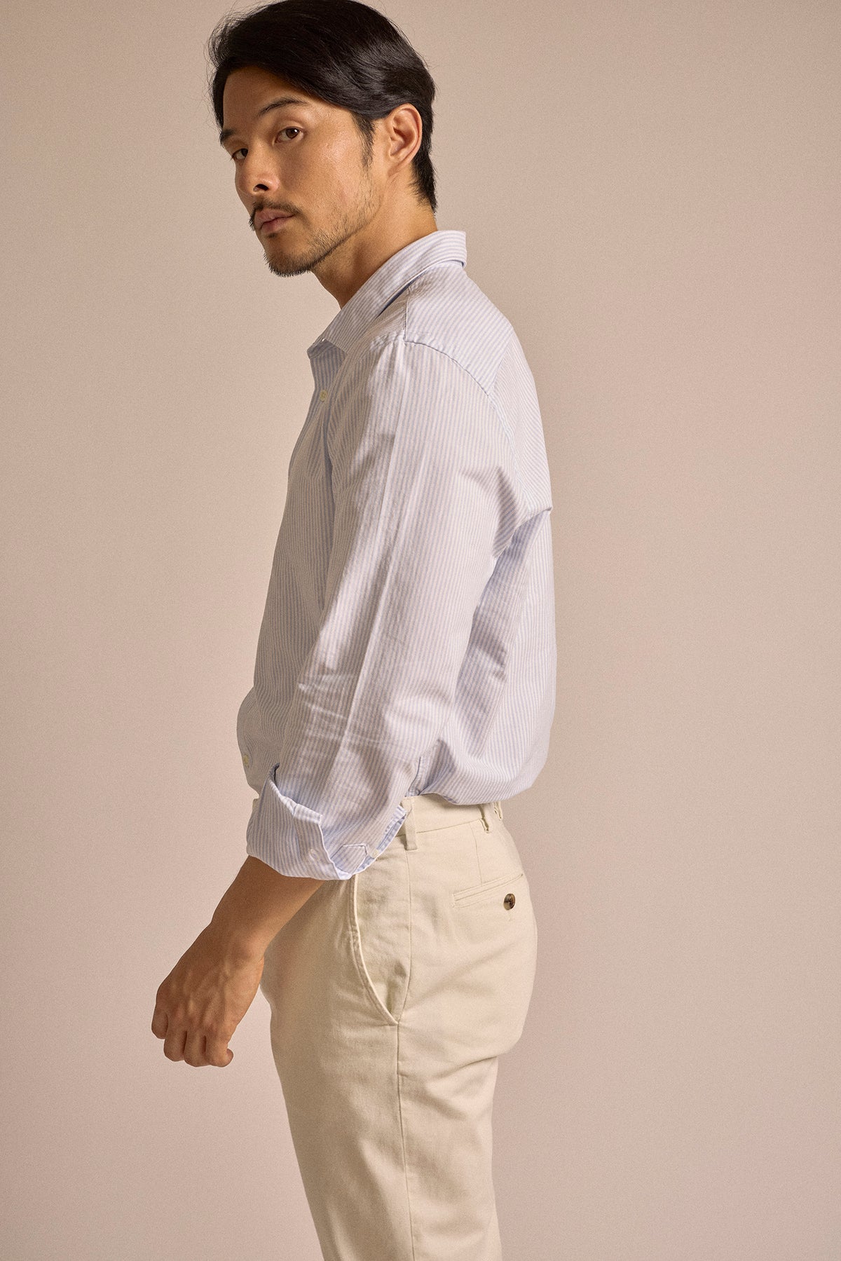Trunk Austin Cotton Stripe Oxford Shirt: Light Blue