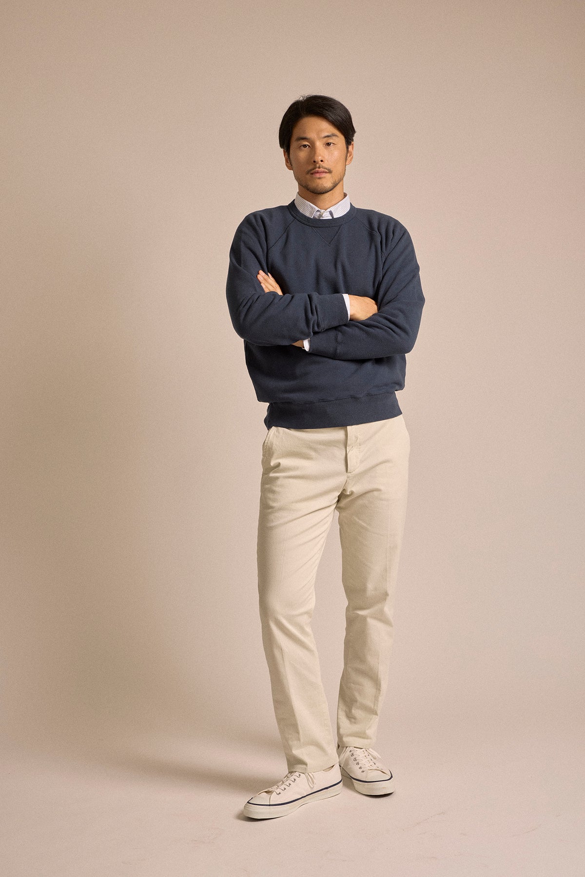 Trunk Cooper Cotton Crew Neck Sweatshirt in navy, product photo.