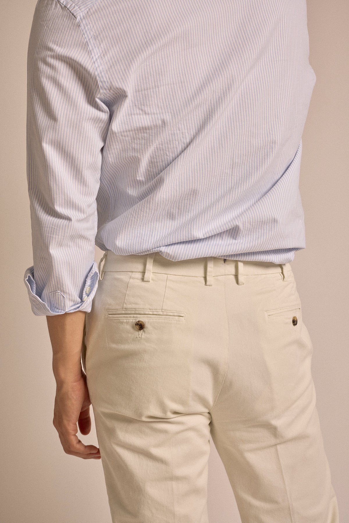 Trunk Palmer Flat Front Cotton Twill Trousers: Bone