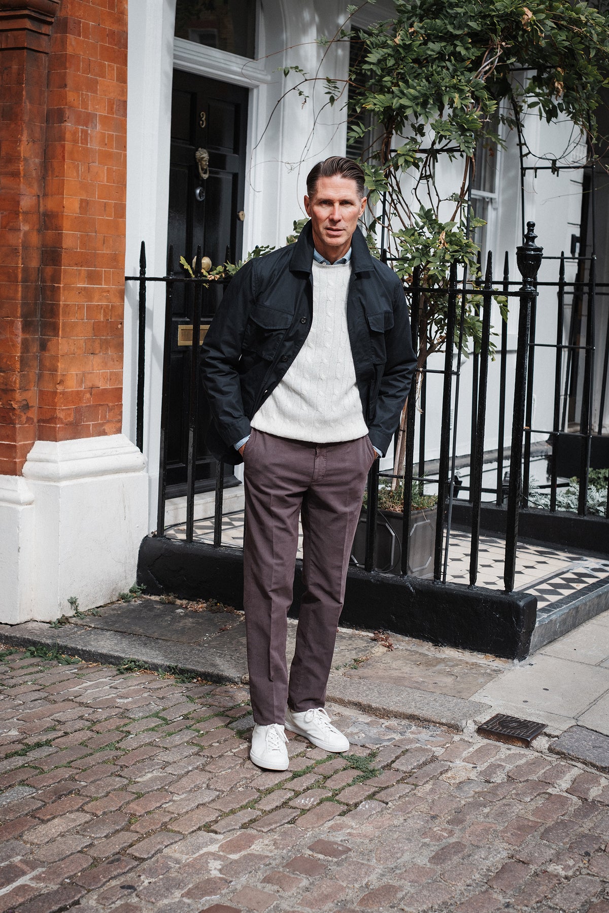 Trunk Blandford Waxed Cotton Field Jacket in navy, product photo.