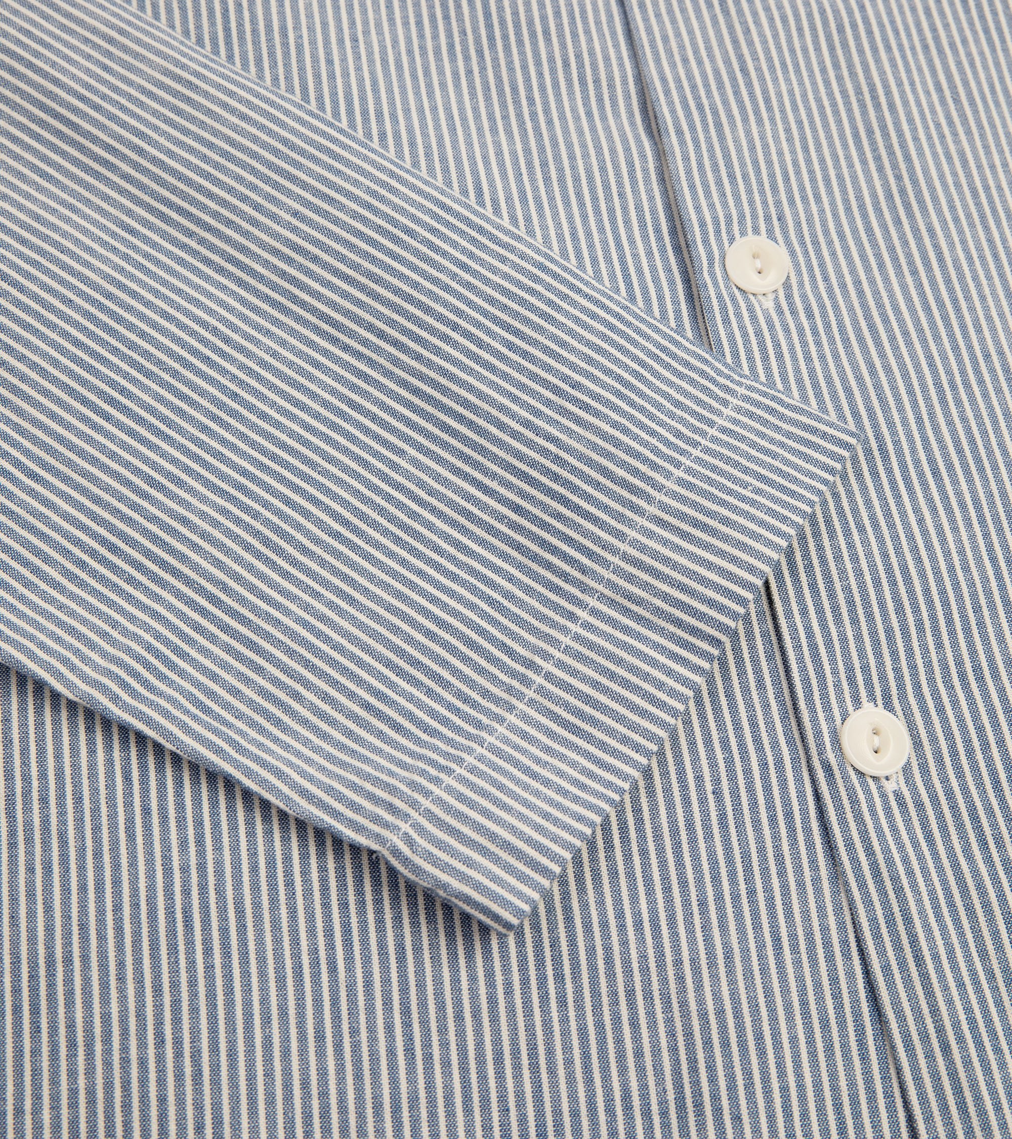 Merz b. Schwanen Relaxed Fit Cotton Pyjama Top: Striped Chambray